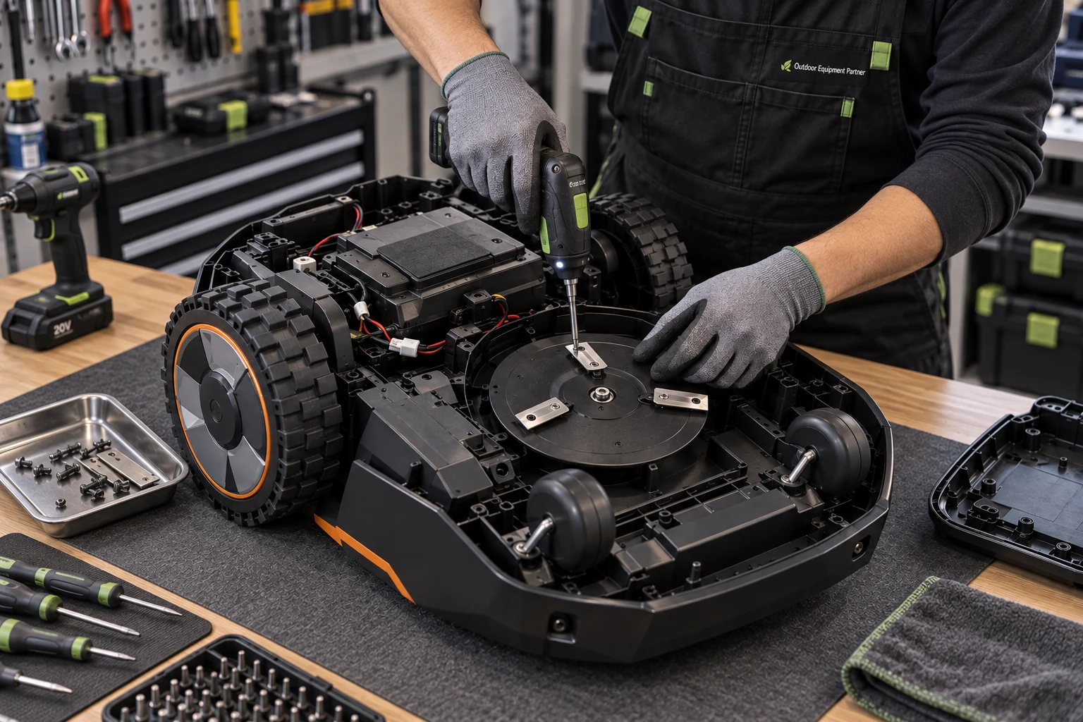 Robotic lawn mower maintenance and component inspection